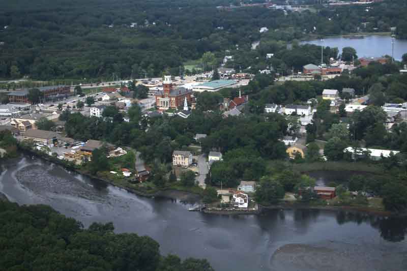 Aerial view of Apponaug Cove in Warwick